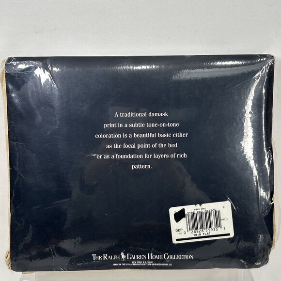 Ralph Lauren Twin Flat Sheet Tan Avery Cafe Floral Paisley Cotton 200 Thread - Picture 3 of 5